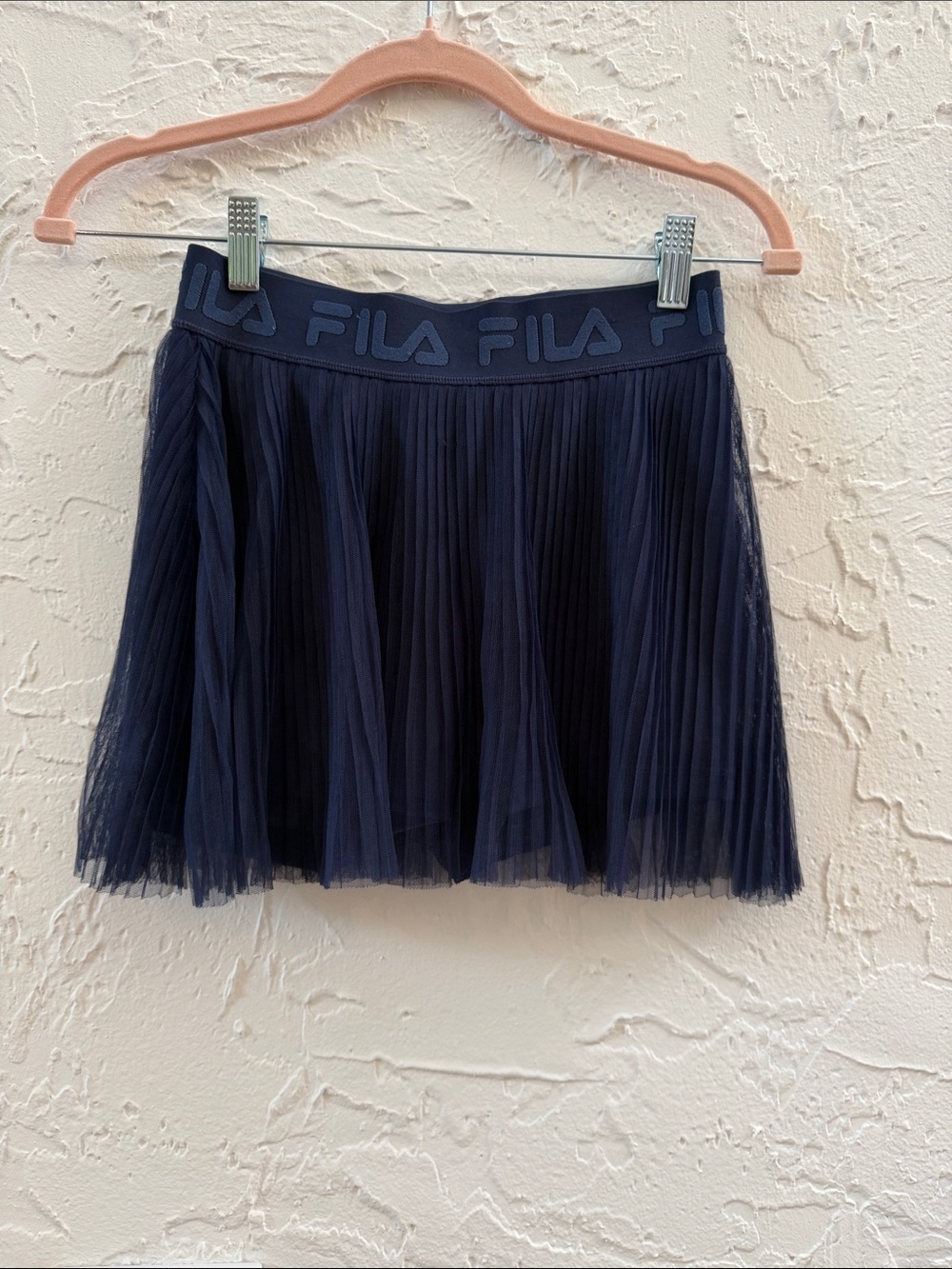 Fila Navy Pleated Tulle Skirt with Branded Elastic Waistband xs